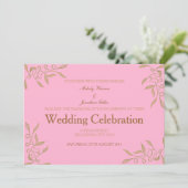 Golden Ornament Wedding Invitation Card Kaart (Staand voorkant)