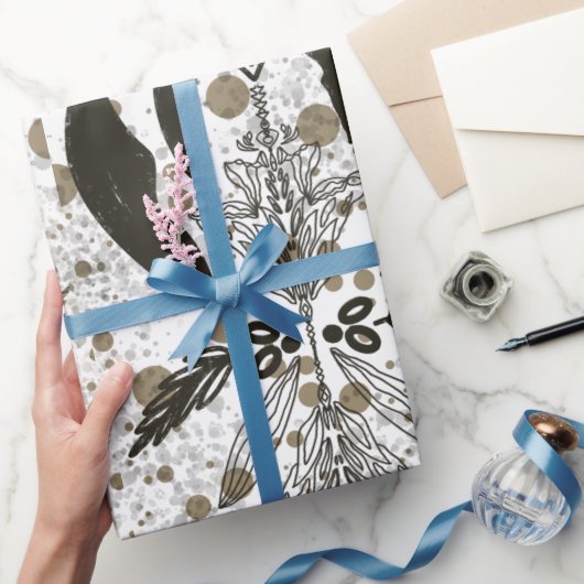  Golden Ornamental Polka Dots Pattern Cadeaupapier (Geschenken)