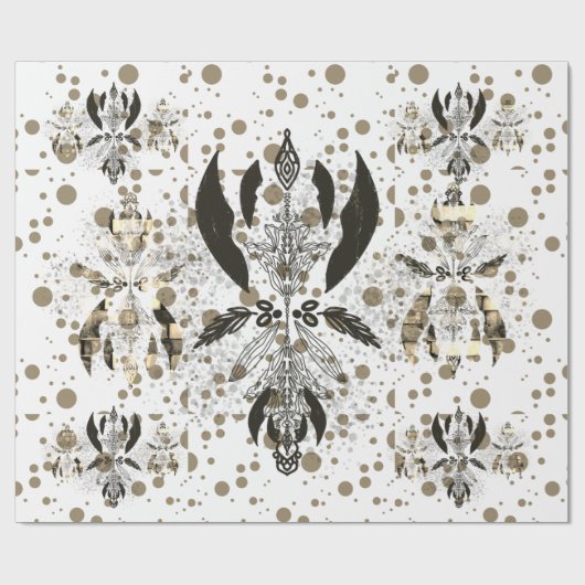 Golden Ornamental Polka Dots Pattern Cadeaupapier (Vlak)