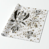  Golden Ornamental Polka Dots Pattern Cadeaupapier (Uitgerold)