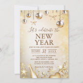Golden Ornamenten vieren de nieuwjaarspartij Kaart (Voorkant)