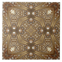 Golden Ornate Ceramic Tile Tegeltje