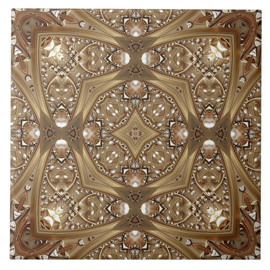 Golden Ornate Ceramic Tile Tegeltje (Voorkant)