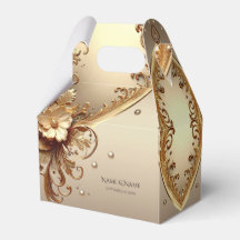 Golden Ornate Floral Favor Box