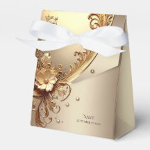Golden Ornate Floral Favor Box