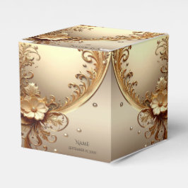 Golden Ornate Floral Favor Box Bedankdoosjes