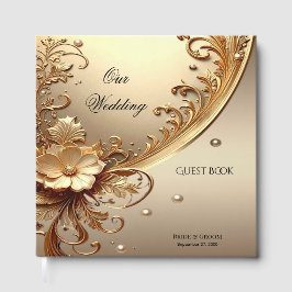 Golden Ornate Floral Guest Book Gastenboek