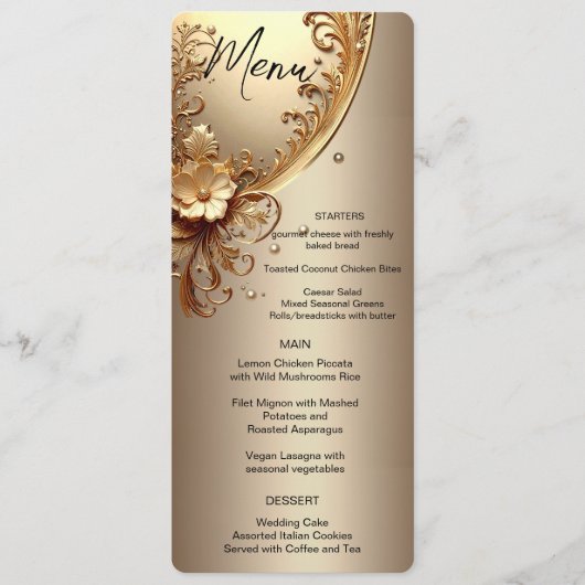Golden Ornate Floral Menu (Voorkant)