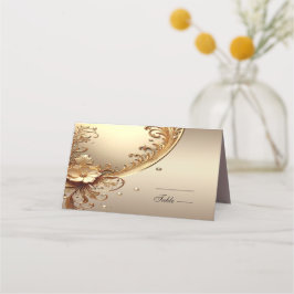 Golden Ornate Floral Place Card Plaatskaartje