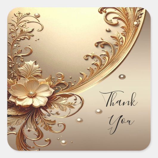 Golden Ornate Floral Sticker (Voorkant)