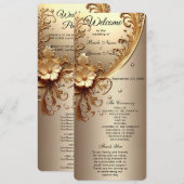Golden Ornate Floral Wedding  Program Programmakaart (Voorkant / Achterkant)