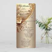 Golden Ornate Floral Wedding  Program Programmakaart (Staand voorkant)