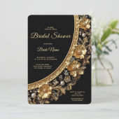 Golden Ornate Frame Bridal Shower Invitation Kaart (Staand voorkant)