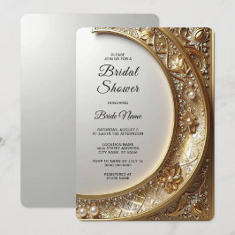 Golden Ornate Frame Bridal Shower Kaart