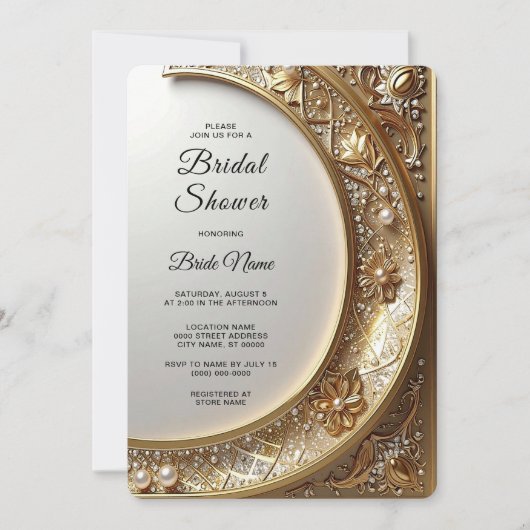 Golden Ornate Frame Bridal Shower Kaart (Voorkant)