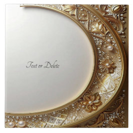 Golden Ornate Frame Ceramic Tile Tegeltje