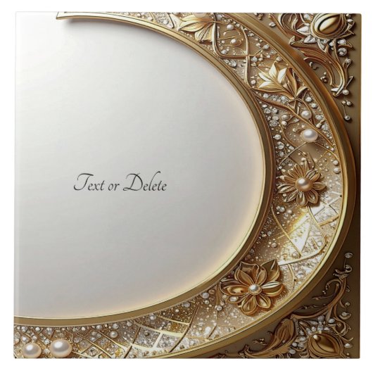 Golden Ornate Frame Ceramic Tile Tegeltje (Voorkant)