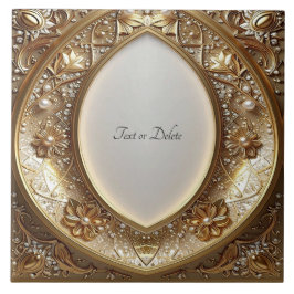 Golden Ornate Frame Ceramic Tile Tegeltje