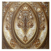 Golden Ornate Frame Ceramic Tile Tegeltje (Voorkant)