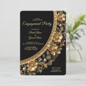 Golden Ornate Frame Engagement Invitation Kaart (Staand voorkant)