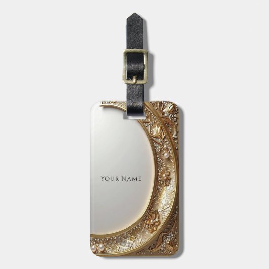 Golden Ornate Frame Luggage Tag Bagagelabel (Voorkant verticaal)