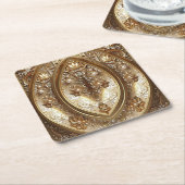 Golden Ornate Frame Paper Coaster Kartonnen Onderzetters (Schuin)