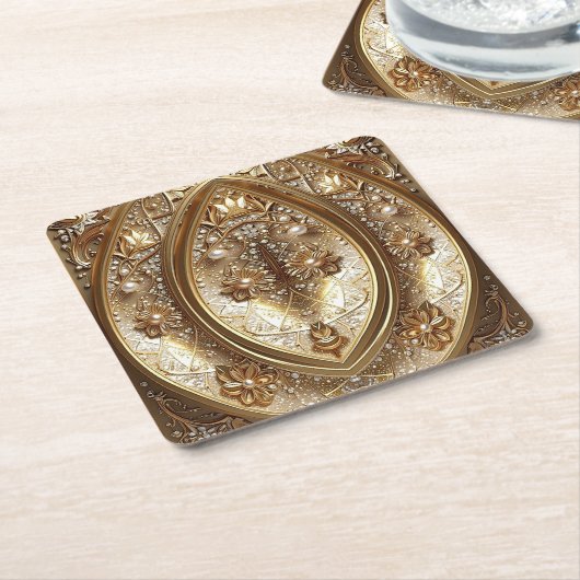Golden Ornate Frame Paper Coaster Kartonnen Onderzetters (Schuin)