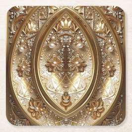 Golden Ornate Frame Paper Coaster Kartonnen Onderzetters
