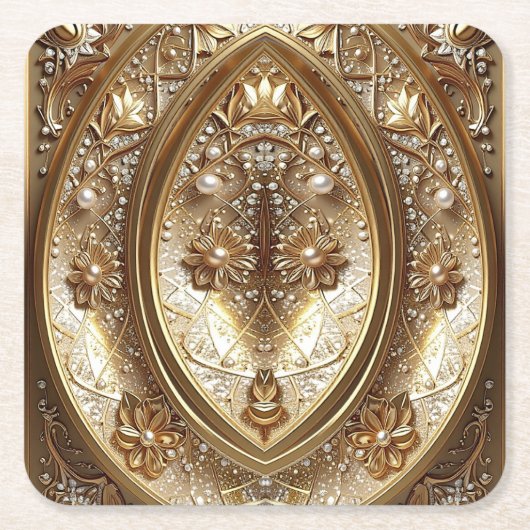 Golden Ornate Frame Paper Coaster Kartonnen Onderzetters (Voorkant)