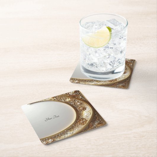 Golden Ornate Frame Paper Coaster Kartonnen Onderzetters (Insitu)
