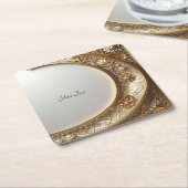 Golden Ornate Frame Paper Coaster Kartonnen Onderzetters (Schuin)