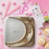 Golden Ornate Frame Paper Plate Papieren Bordje (Feest)