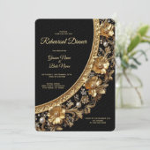 Golden Ornate Frame Rehearsal Dinner Kaart (Staand voorkant)