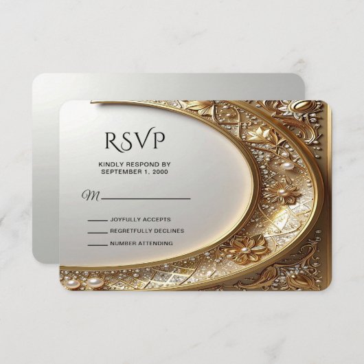 Golden Ornate Frame RSVP Card (Voorkant / Achterkant)