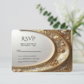 Golden Ornate Frame RSVP Card (Staand voorkant)