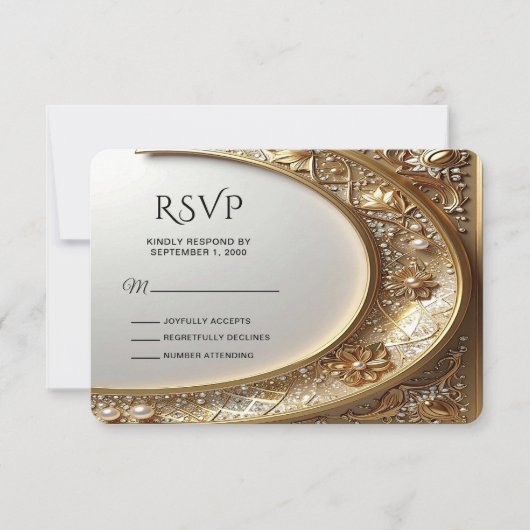 Golden Ornate Frame RSVP Card (Voorkant)