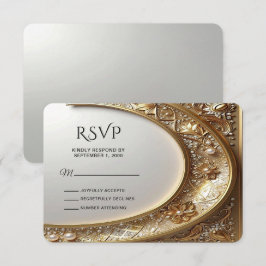 Golden Ornate Frame RSVP Card Kaartje