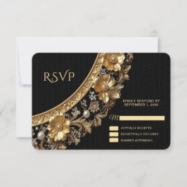 Golden Ornate Frame RSVP Card Kaartje