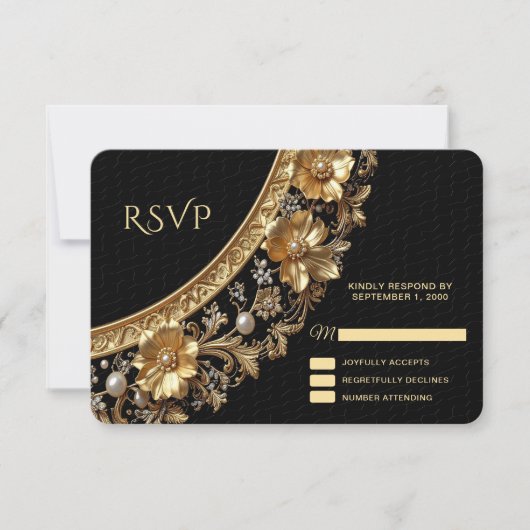 Golden Ornate Frame RSVP Card Kaartje (Voorkant)