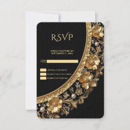 Golden Ornate Frame RSVP Card Kaartje