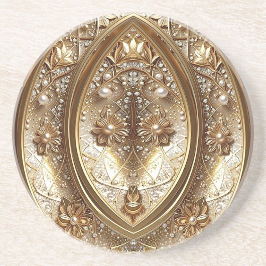 Golden Ornate Frame Sandstone Coaster Zandsteen Onderzetter (Voorkant)