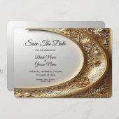 Golden Ornate Frame Save The Date (Voorkant / Achterkant)