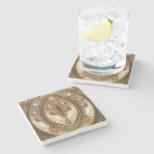 Golden Ornate Frame Stone Coaster Stenen Onderzetter (Zijkant)
