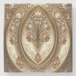 Golden Ornate Frame Stone Coaster Stenen Onderzetter