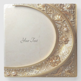 Golden Ornate Frame Stone Coaster Stenen Onderzetter