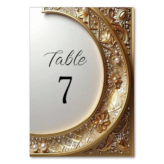 Golden Ornate Frame Table Number Kaart (Achterkant)