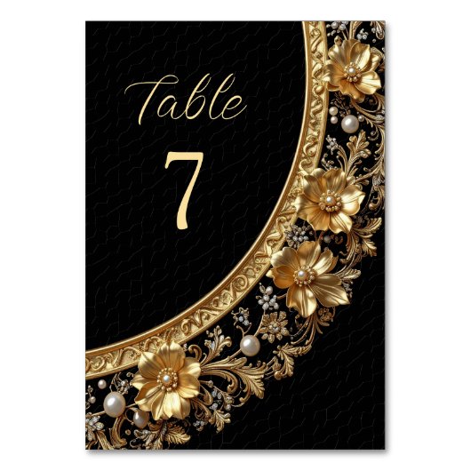 Golden Ornate Frame Table Number Kaart (Voorkant)