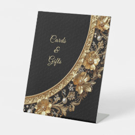Golden Ornate Frame Tabletop Signs Reclamebord Met Voetstuk