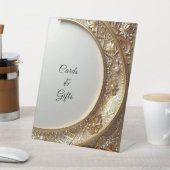 Golden Ornate Frame Tabletop Signs Reclamebord Met Voetstuk (Insitu)