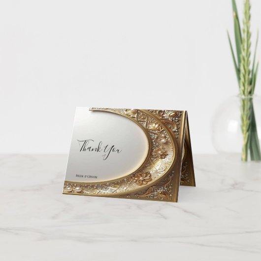 Golden Ornate Frame Thank You Card Bedankkaart (Voorkant)
